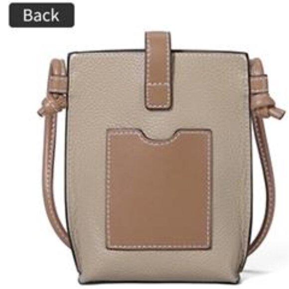 Pink & Brown Leather Small Crossbody Bags Phone Purse Minimalism Travel Bag - Picture 2 of 9